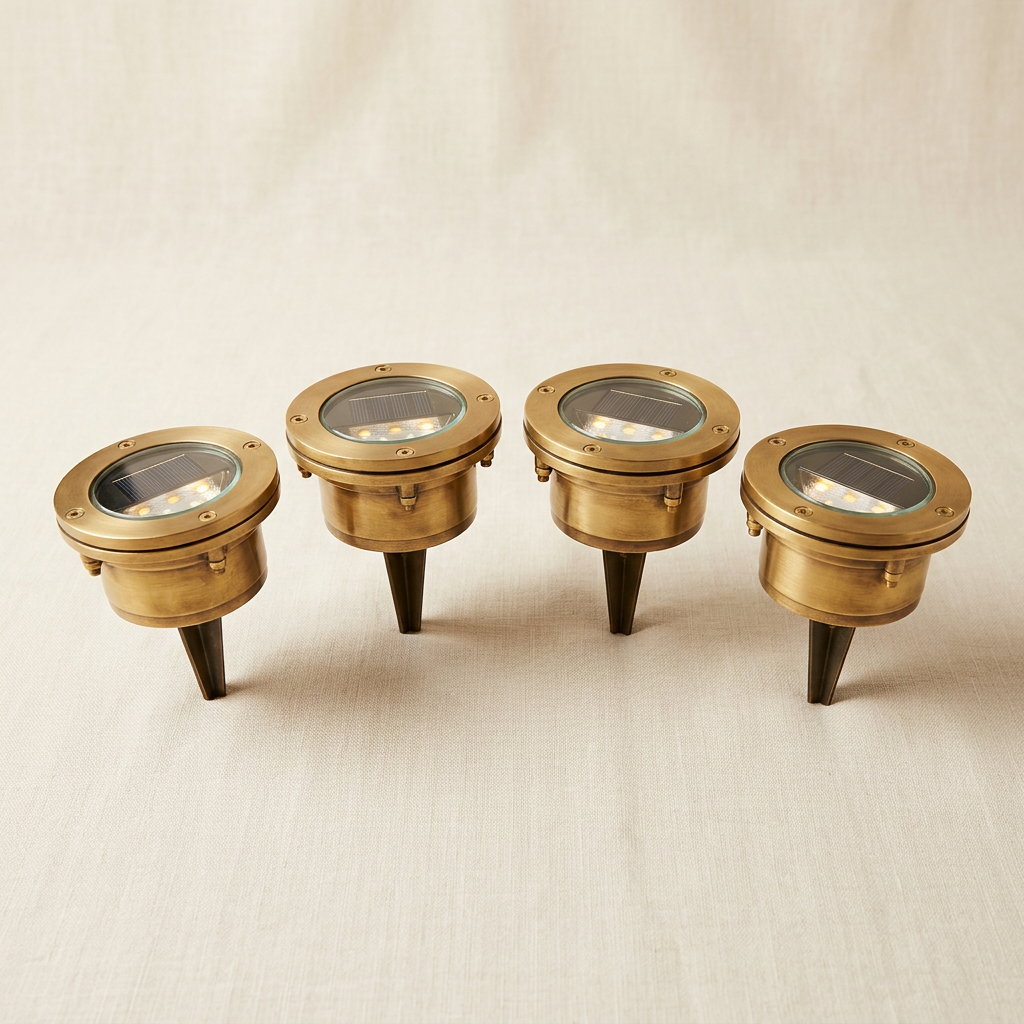 Solar Brass Path Uplights (Set of 4)